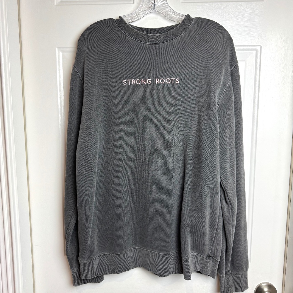 KKFit “Strong Roots” Crewneck Sweatshirt in Dark Gray, Size M